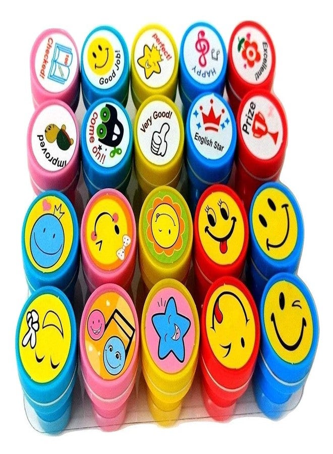 KRAFTMASTERS 20 Piece Stamps for Kids Emoji and Motivation Reward Art Teachers Students Birthday Gift Craft Scrapbooking(Design As Per Stock) - Image 1